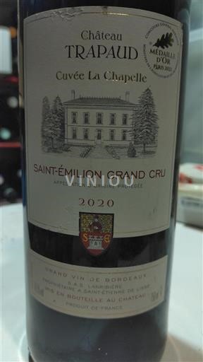 Bordeaux Saint-Émilion Grand Cru Grand Cru Château Trapaud La Chapelle 2020