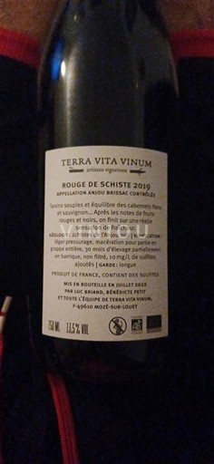 Valle del Loira Anjou Villages Brissac Terra Vita Vinum Rouge de Schiste 2019