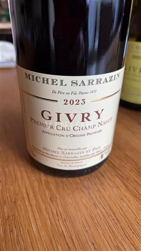 Burgundy Givry Premier Cru Michel Sarrazin et Fils Premier Cru Champ Nalot 2023