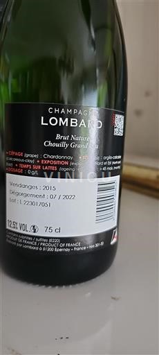 Champagne Šampanské Lombard Brut Nature Chouilly Grand Cru 2015