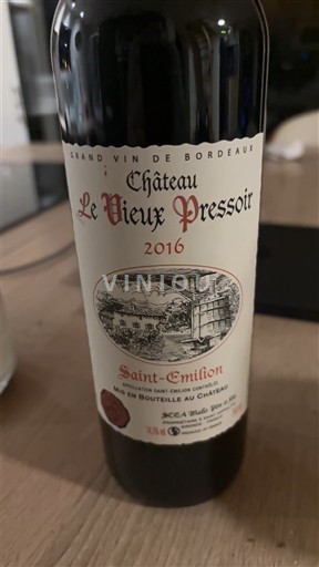 Bordeaux Saint-Émilion Château Le Vieux Pressoir 2016