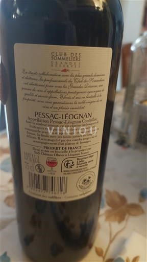 Bordeaux Pessac-Léognan Château Club des Sommeliers Olivier 2017