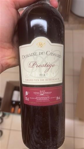 Bordeaux Blaye-côtes-de-bordeaux Domaine Cassard Prestige 2014