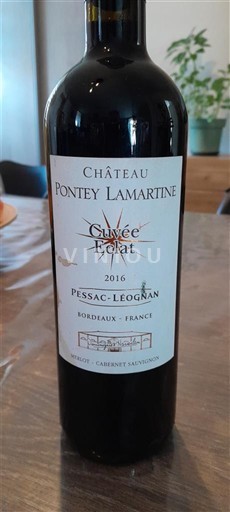 Bordeaux Pessac-Léognan Château Pontey Lamartine Éclat 2016