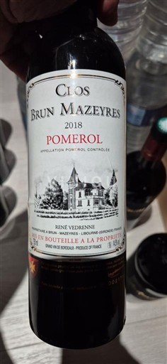 Bordeaux Pomerol Clos Brun Mazeyres 2018