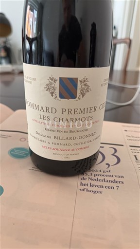 Borgoña Pommard Premier Cru Domaine Billard-Gonnet Les Charmots 2018