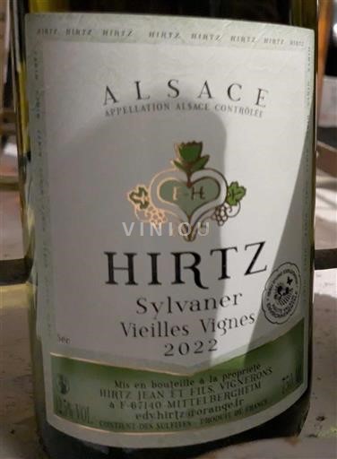 Alsace Sylvaner Hirtz Vieilles Vignes 2022