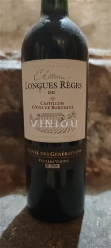 Bordeaux Castillon-côtes-de-bordeaux Château Longues Règes des Générations Vieilles Vignes 2012