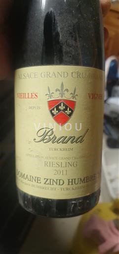 Alsácia Riesling Grand Cru Domaine Zind Humbrecht Brand Vieilles Vignes 2011