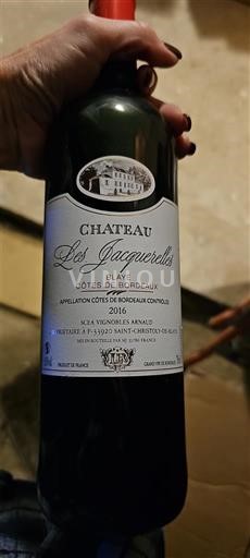 Vin Rouge sec Château Les Jaquereilles 2016 Francie Bordeaux Blaye-côtes-de-bordeaux AOC