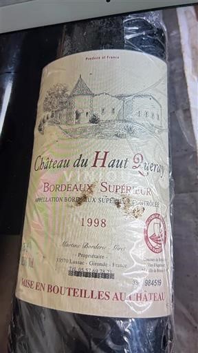 Bordéus Bordeaux Superior Château Haut Queray 1998