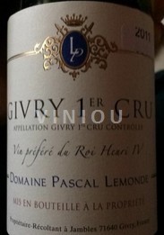 Bourgondië Givry Premier Cru Domaine Pascal Lemonde 2020