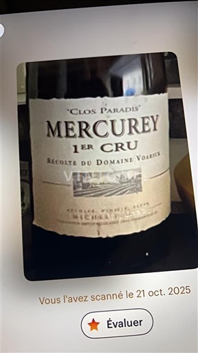 Burgundi Mercurey Premier Cru Domaine Voarick Clos Paradis 2009