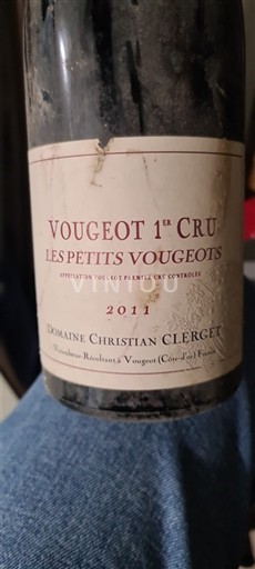 Bourgogne Vougeot Premier Cru Domaine Christian Clerget Les Petits Vougeots 2011