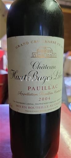 Bordeaux Pauillac Grand Cru Château Haut-Bages Libéral 2004