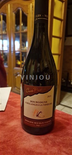 Bourgogne Bourgogne Coulanges-la-Vineuse Domaine Houblin-Verin Prestige 2021