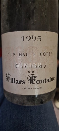 Bourgondië Hautes Côtes de Nuits Château Villars Fontaine Le Haute Côte 1995