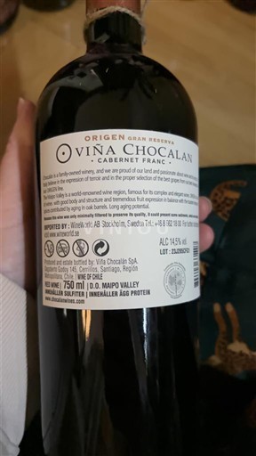 Thung lũng Maipo Maipo Alto Viña Chocalan Origen Gran Reserva Cabernet Franc 2022