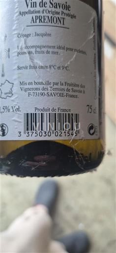 Savoie ja Bugey Apremont Fruitière des Vignerons des Terroirs de Savoie 2019