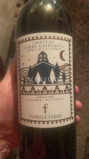Languedoc Corbières-boutenac Château Fabre Gasparets Parcelle Rare La Serre Boutenac 2018