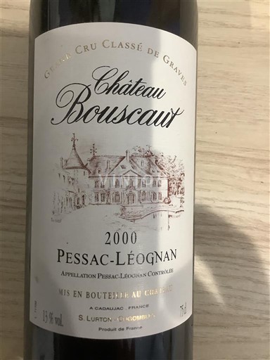 Bordeaux Pessac-Léognan Grand Cru Classé de Graves Château Bouscaut 2000
