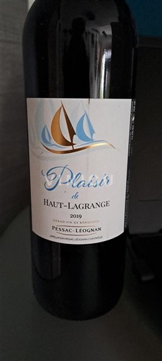 Bordeaux Pessac-Léognan Haut-Lagrange Plaisir 2019