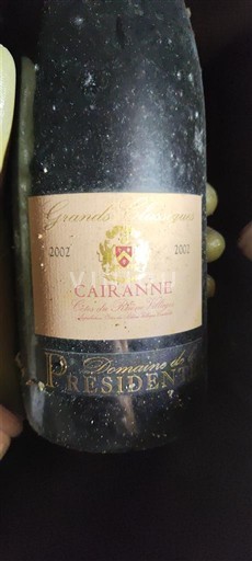 Rhônevallei Cairanne Domaine Président Grande Réserve 2002
