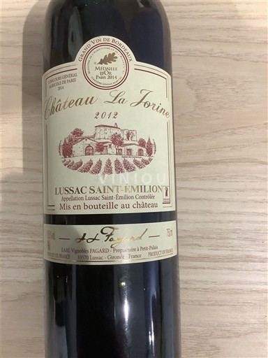 Bordeaux Lussac-saint-émilion Château La Jorine 2012