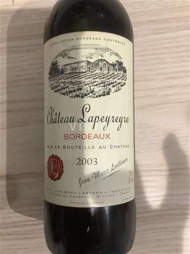 Bordeaux Château Lapeyre 2003