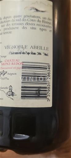 Rhônedalen Châteauneuf-du-Pape Château Mont-Redon Vignoble Abeille 2006
