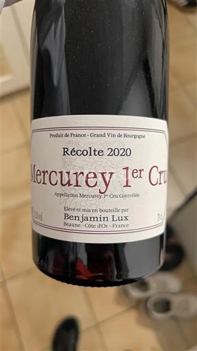 Bourgogne Mercurey Premier Cru Benjamin Lux 2020