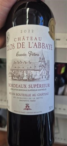 Bordeaux Bordeaux Supérieur Château Clos de l'Abbaye Pétrus 2022