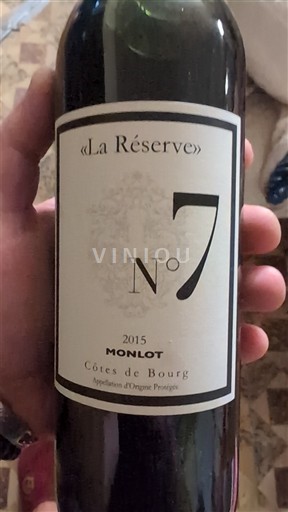 Burdeos Côtes-de-bourg Monlot La Réserve N°7 2015