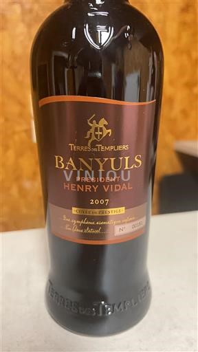 Roussillon Banyuls Terres des Templiers Président Henry Vidal Prestige 2007