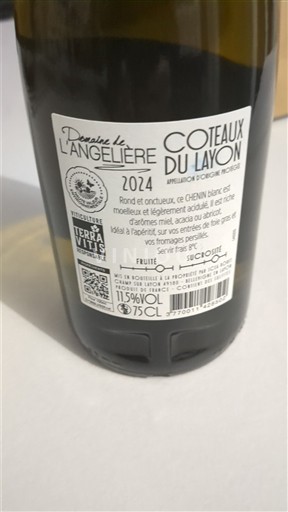 Thung lũng sông Loire Coteaux-du-layon Domaine L'Angelière 2024