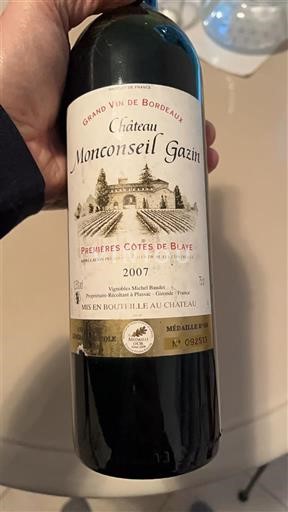 Bordeaux Ikke specificeret Château Monconseil Gazin 2007
