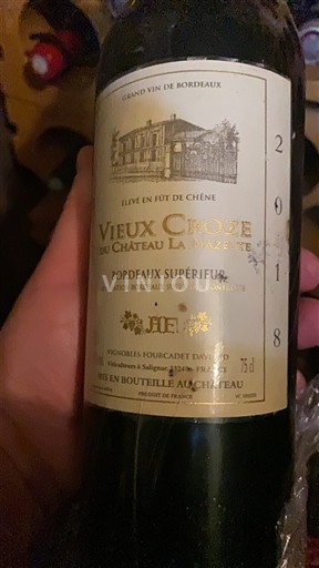 Bordeaux Bordeaux Supérieur Château La Mazère Vieux Croze 2018