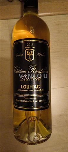 Bordeaux Loupiac Château Rondillon Laubat Sélection Grains Nobles 2013