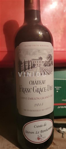Bordeaux Saint-Émilion Grand Cru Château Franc Grâce-Dieu de Steven Le Bonhomme 2015