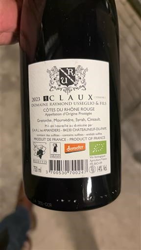 Thung lũng Rhône Côtes-du-rhône Domaine Raymond Usseglio & Fils Les Claux 2023