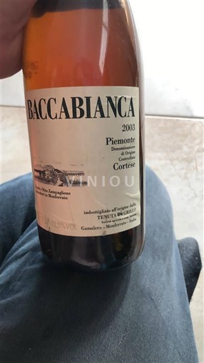 Piedmont Wines Cortese dell'Alto Monferrato Guido e Rita Zampaglione Baccabianca 2003