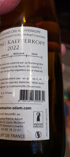 Alsácia Alsácia Grand Cru Grand Cru Domaine Pierre Adam 2022