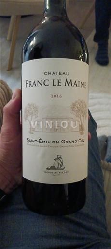Bordeaux Saint-Émilion Grand Cru Grand Cru Château Franc le Maine 2016