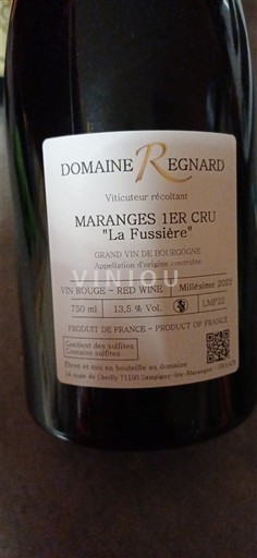 Bourgogne Ikke specificeret Premier Cru Domaine Regnard La Fussière 2022