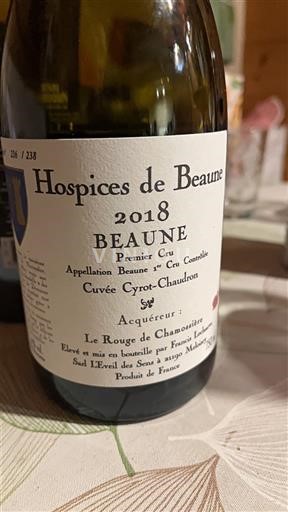 Burgundy Beaune Premier Cru Hospices de Beaune Cyrot-Chaudron 2018