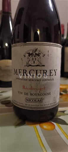 Burgundi Mercurey Nicolas 1978