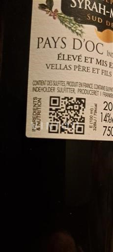 Languedoc a Roussillon Pays d'Oc Vellas Père et Fils Syrah-Merlot 2020