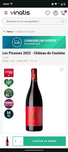 Thung lũng sông Loire Chinon Château Coulaine Les Picasses 2022