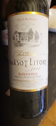 Bordeaux Château Barbot Litory 2012