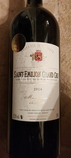 Бордо Сент-Емільйон Гран Крю Grand Cru Union de Producteurs de Saint-Émilion 2014